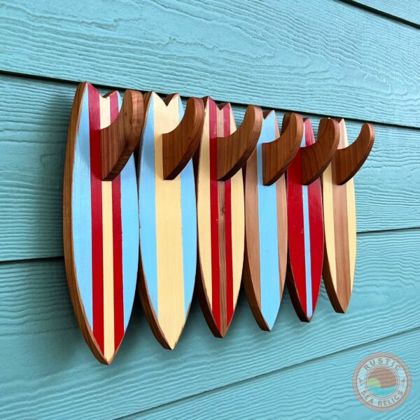 wood surfboard towel rack