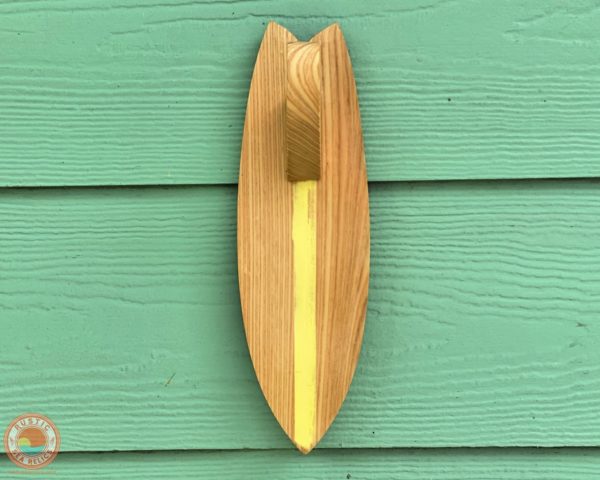 Wood Surfboard Towel Holder Reclaimed Cypress Yellow