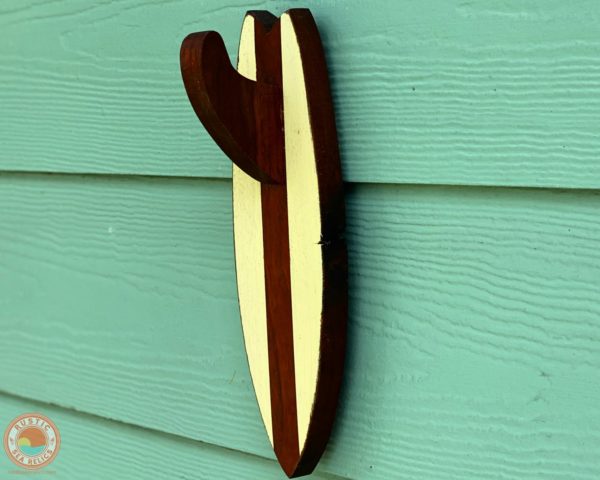 Surfboard Towel Holder Walnut Wood Yellow
