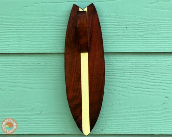 Surfboard Towel Holder Walnut Wood Yellow