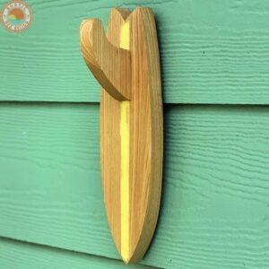 Wood Surfboard Towel Holder Reclaimed Cypress Yellow
