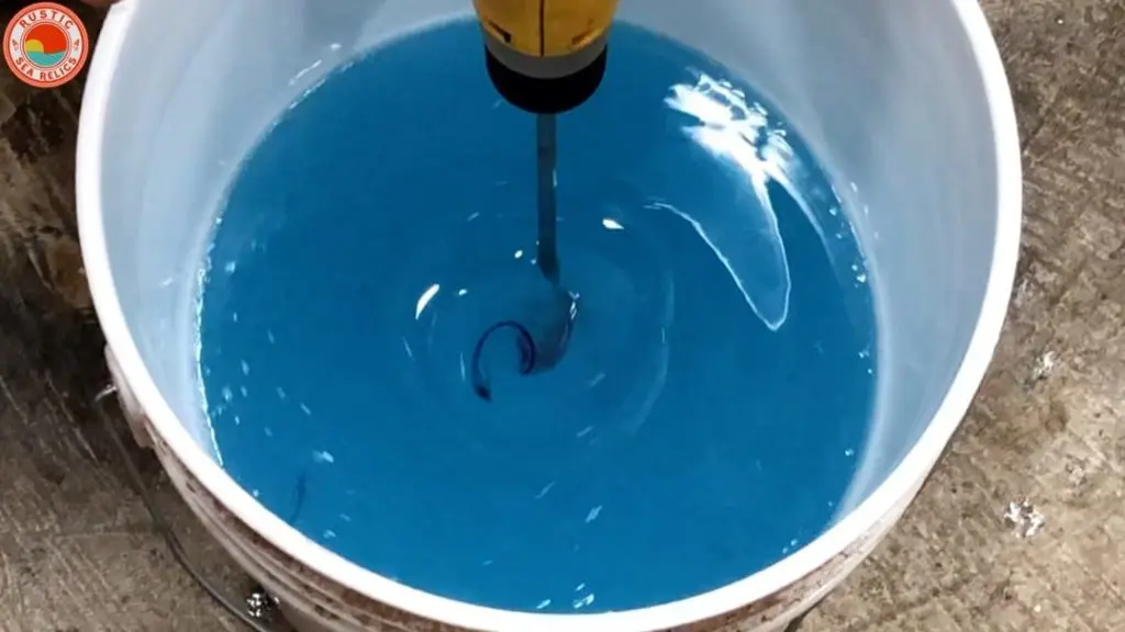 mix translucent blue dye and epoxy
